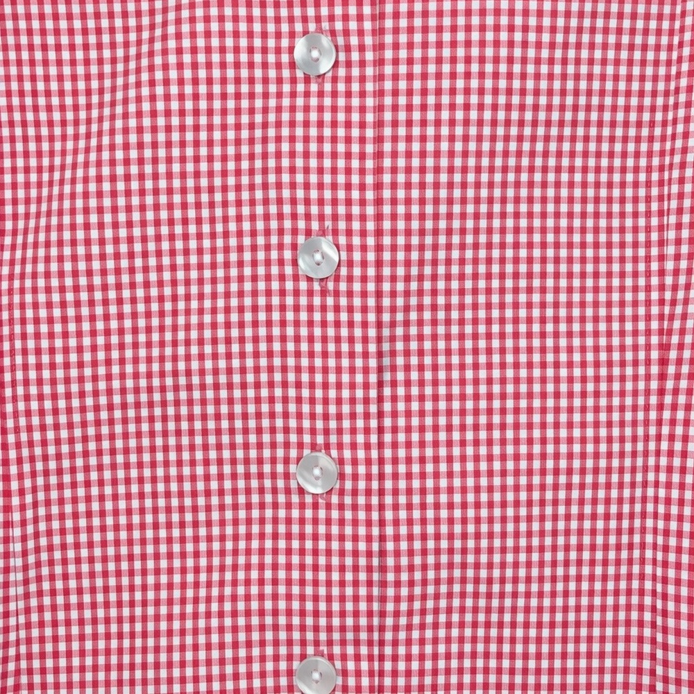 🩷 Cleo Pink & White Gingham Checkered Blouse Women’s Large Cotton Stretch - Picture 3 of 6